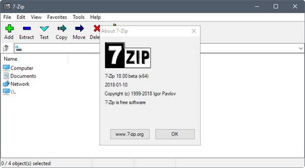 7-Zip schermafbeelding