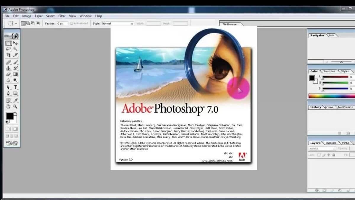 Adobe Photoshop 7.0 captura de tela
