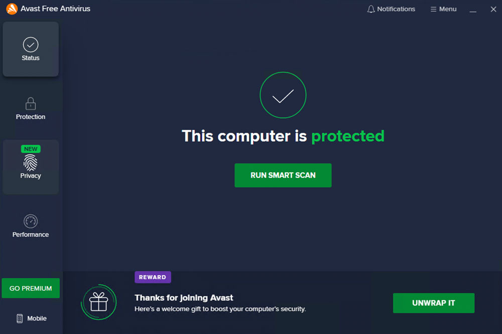 Avast Free Antivirus capture d'écran
