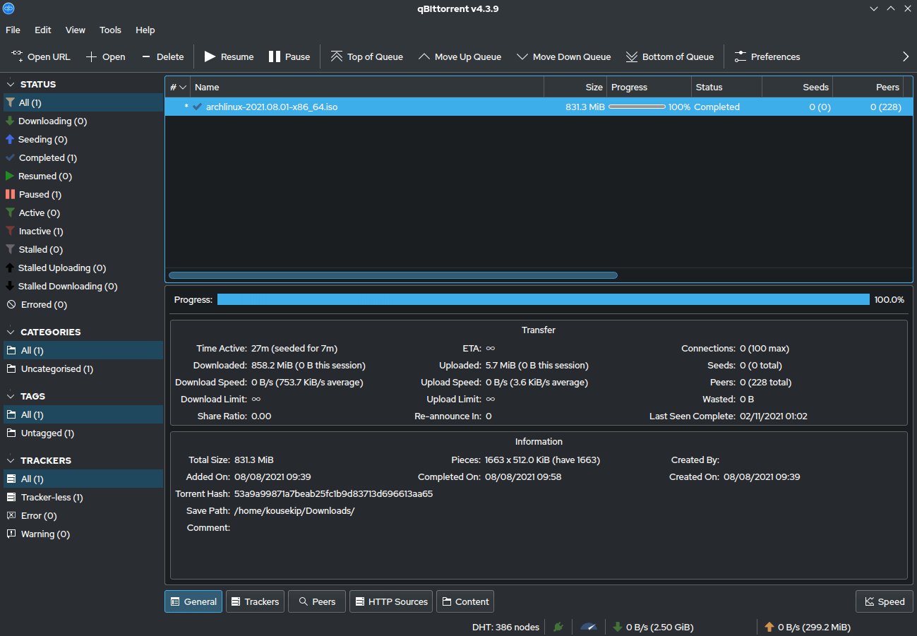 qTorrent スクリーンショット