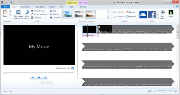Windows Movie Maker لقطة شاشة